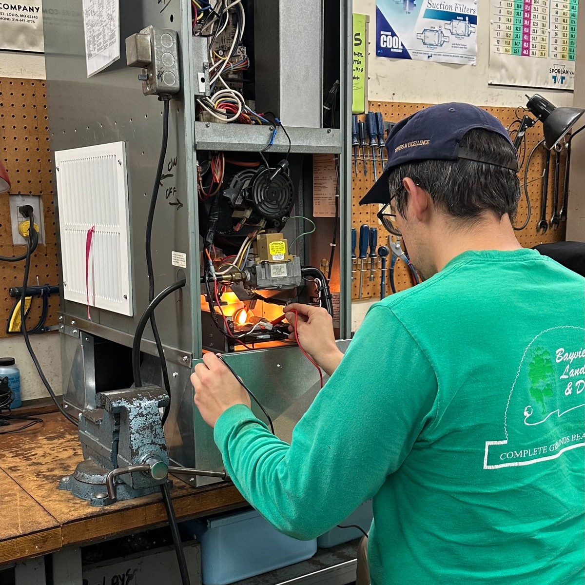 Hands-on troubleshooting at an HVAC training station